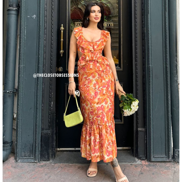 ZARA Blogger Favorite Long Linen Ruffle Maxi Dress NWT - Picture 13 of 16